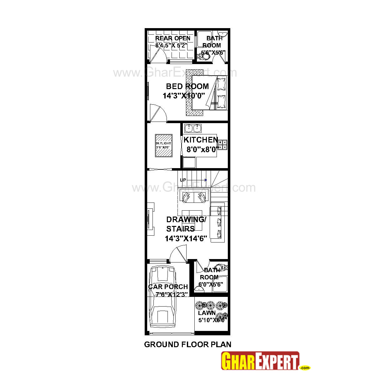 House Plan For 16 Feet By 54 Feet Plot Plot Size 96 Square Yards Gharexpert Com