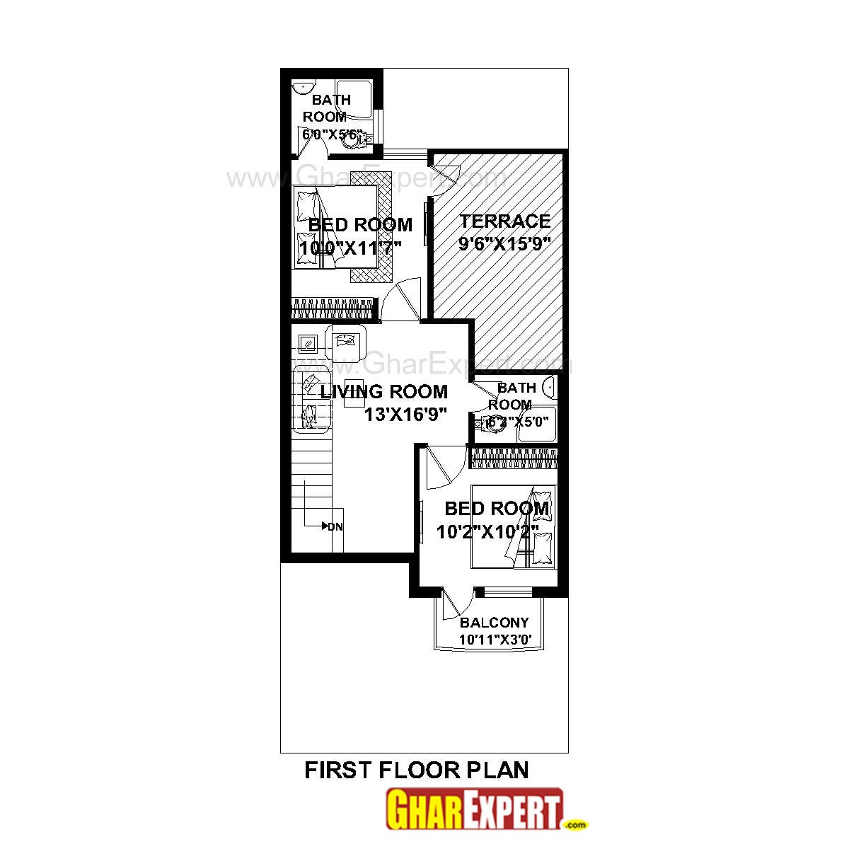 House Plan For 21 Feet By 50 Feet Plot Plot Size 117 Square Yards Gharexpert Com