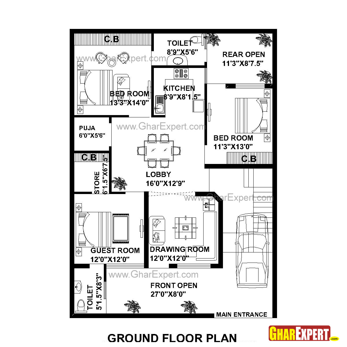 House Plan For 35 Feet By 50 Feet Plot Plot Size 195 Square