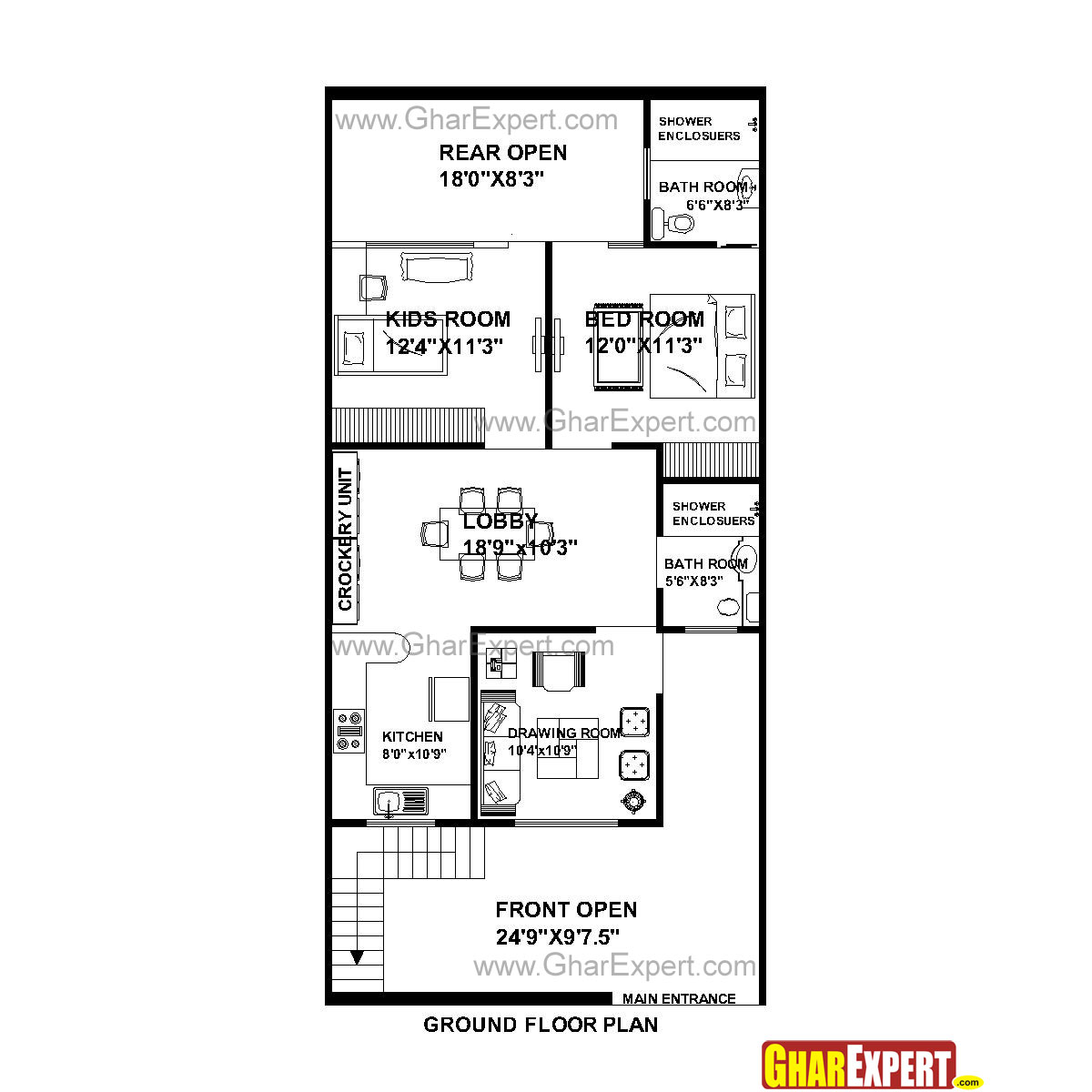 House Plan For 25 Feet By 53 Feet Plot Plot Size 147 Square