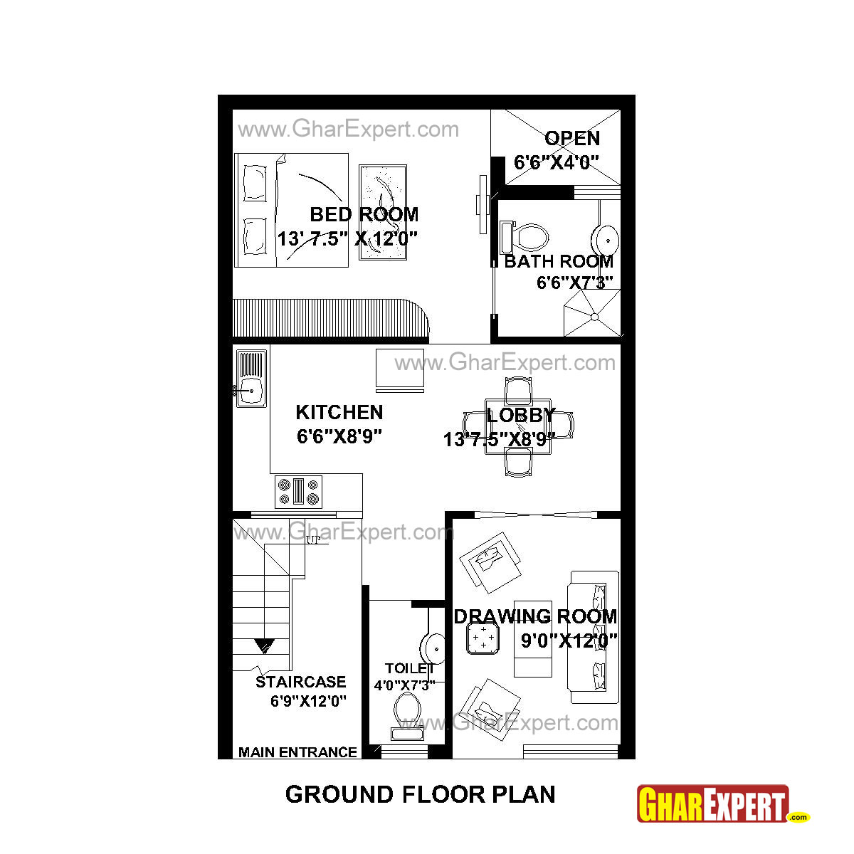 House Plan For 22 Feet By 35 Feet Plot Plot Size 86 Square