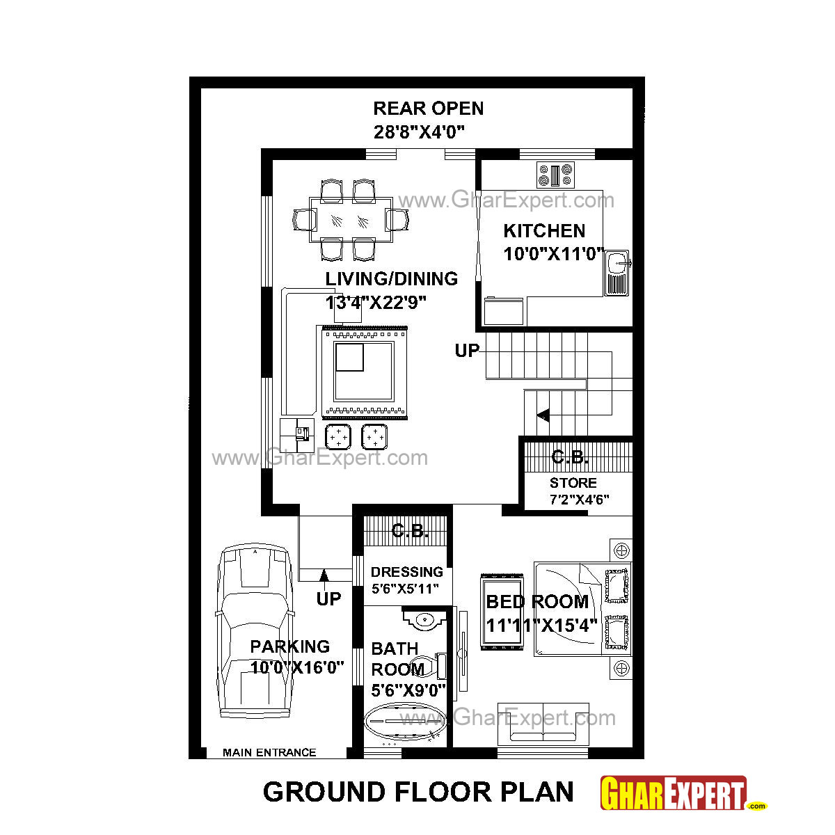 House Plan For 30 Feet By 45 Feet Plot Plot Size 150 Square