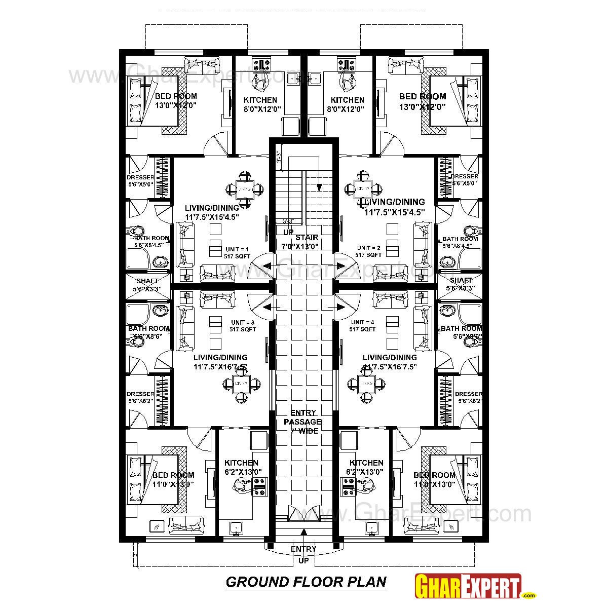 Apartment Plan For 45 Feet By 60 Feet Plot Plot Size 300 Square