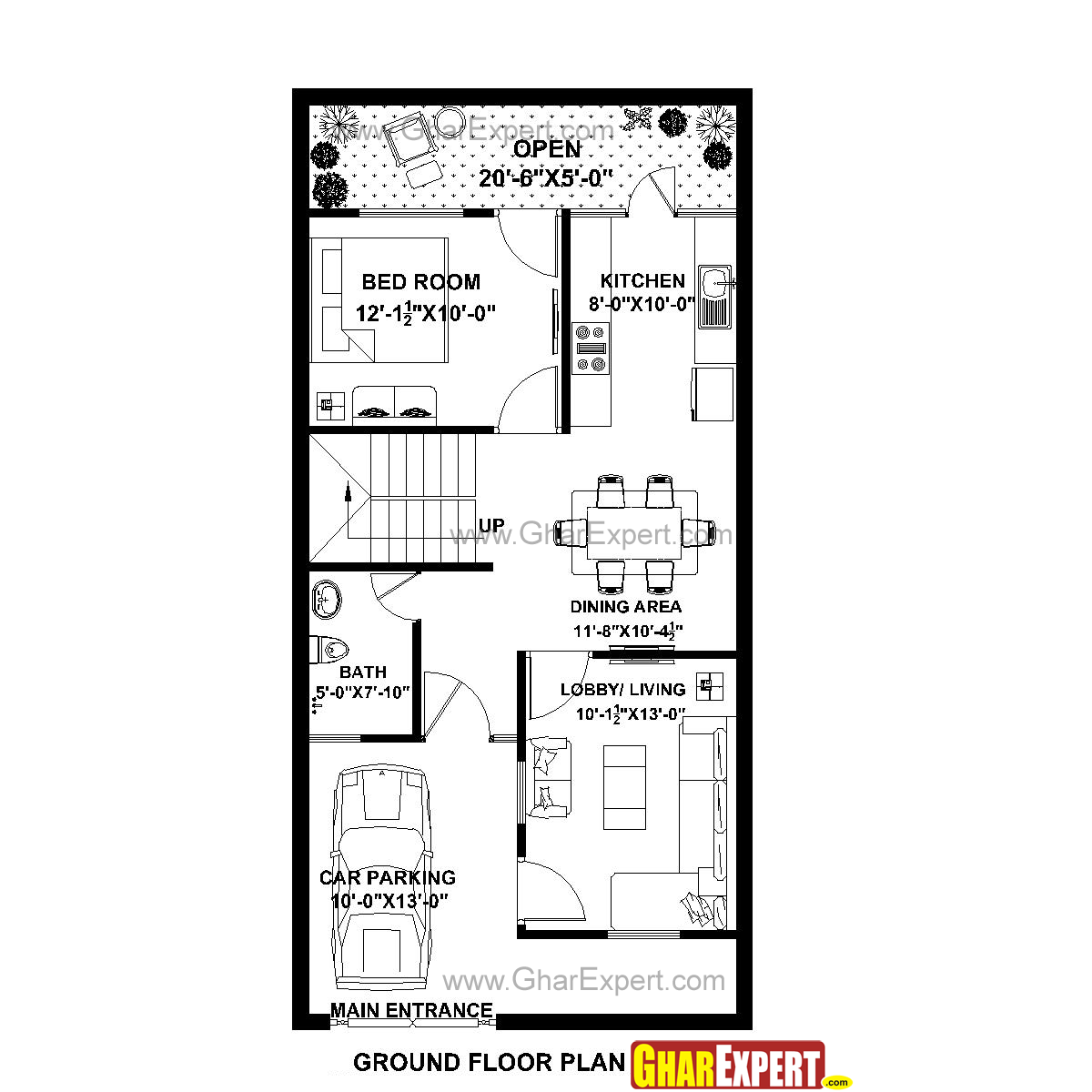 House Plan for 22 Feet by 45 Feet plot (Plot Size 110