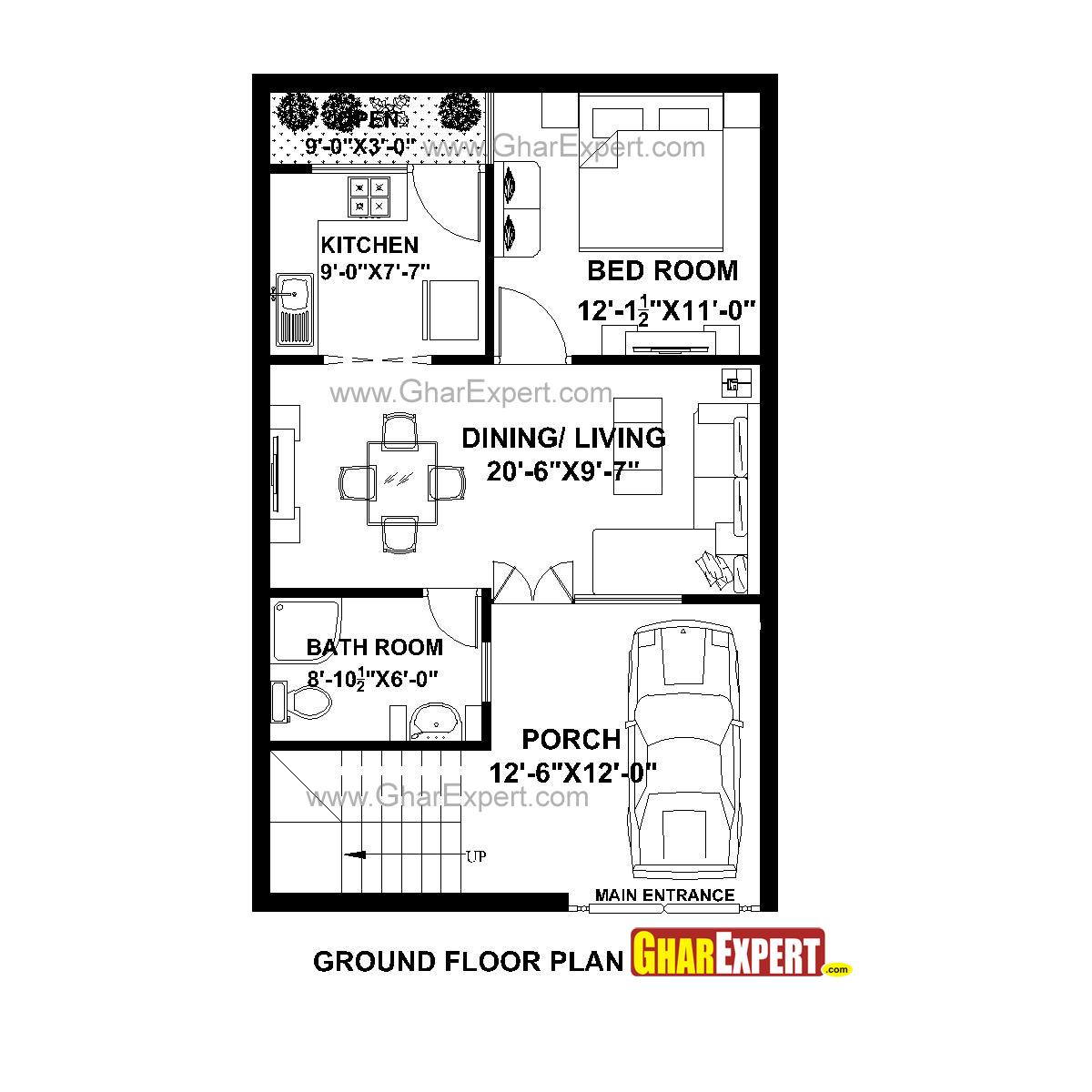 House Plan for 22 Feet by 35 Feet plot (Plot Size 86