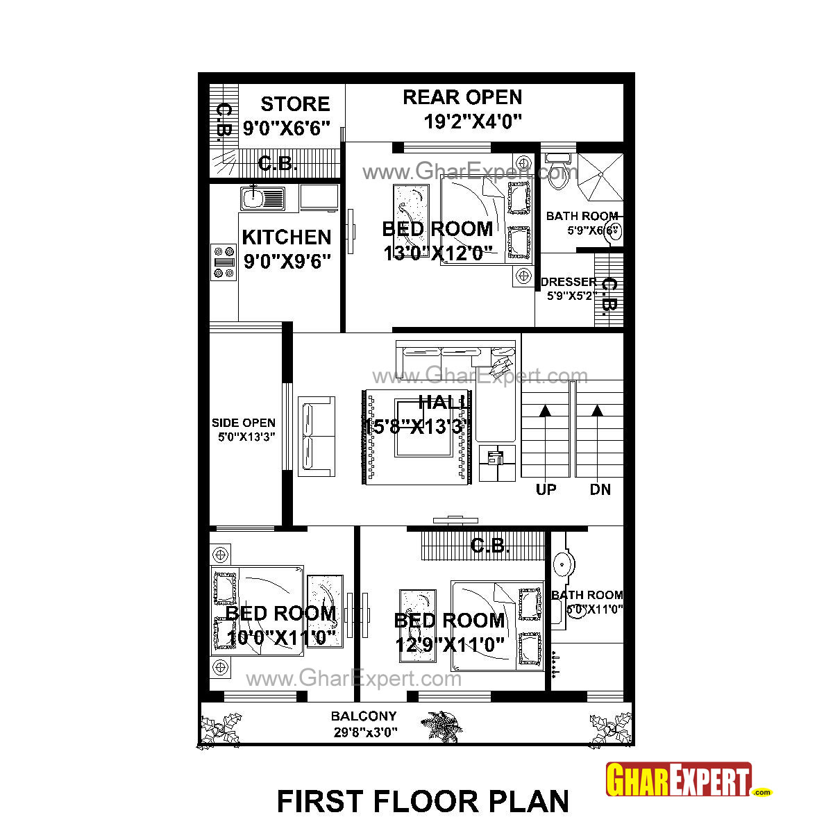 House Plan For 30 Feet By 50 Feet Plot Plot Size 167 Square