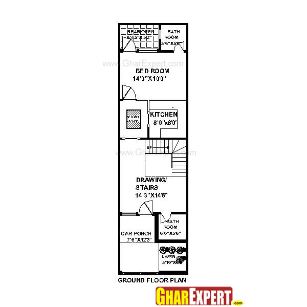 House Plan for 17 Feet by 45 Feet plot (Plot Size 85