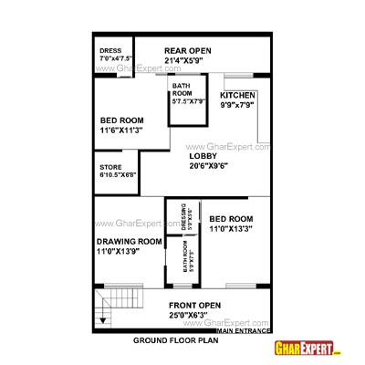 House Plan for 30 Feet by 50 Feet plot (Plot Size 167 Square Yards ... - House Plan for 28 Feet by 48 Feet plot (Plot Size 149 Square Yards)