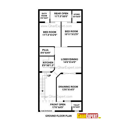 House Plan for 25 Feet by 53 Feet plot (Plot Size 147 Square Yards ... - House Plan for 24 Feet by 56 Feet plot (Plot Size 149 Square Yards)