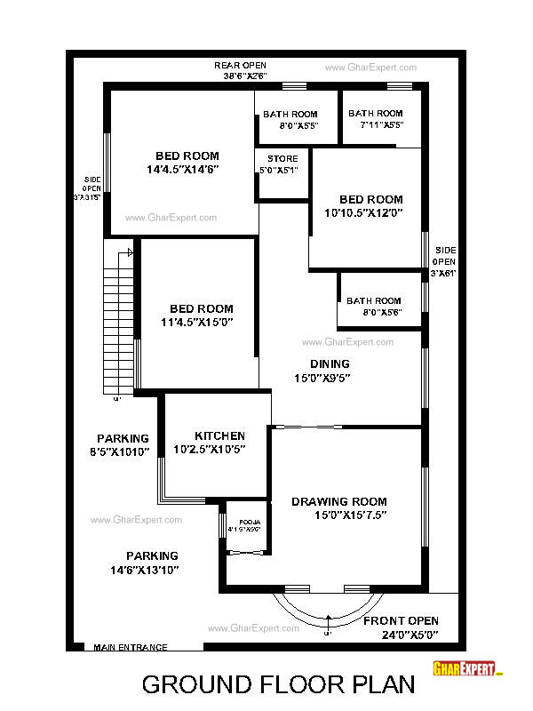 Apartment Plan For 45 Feet By 60 Feet Plot Plot Size 300