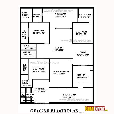 House Plan For 50 Feet By 65 Feet Plot Plot Size 361 Square Yards Gharexpert Com