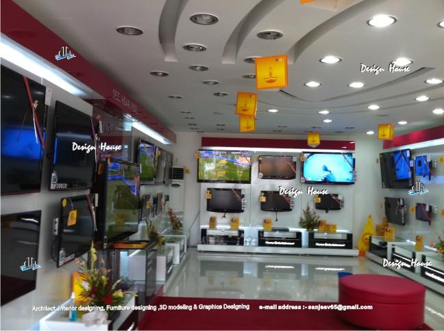 Tv Showroom Ceiling Design Furniture Wall Paneling Gharexpert