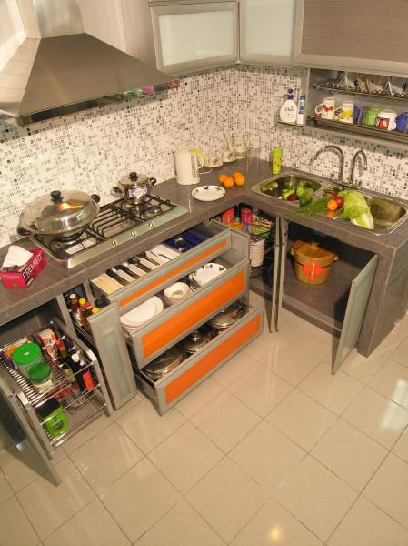 Opened Cabinets In Modular Kitchen Gharexpert