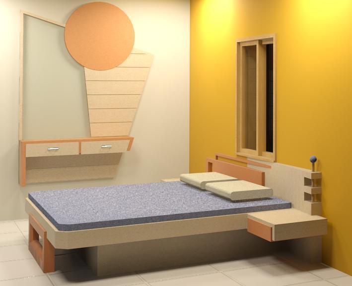 Master Bed With Wall Hung Dressing Table Gharexpert