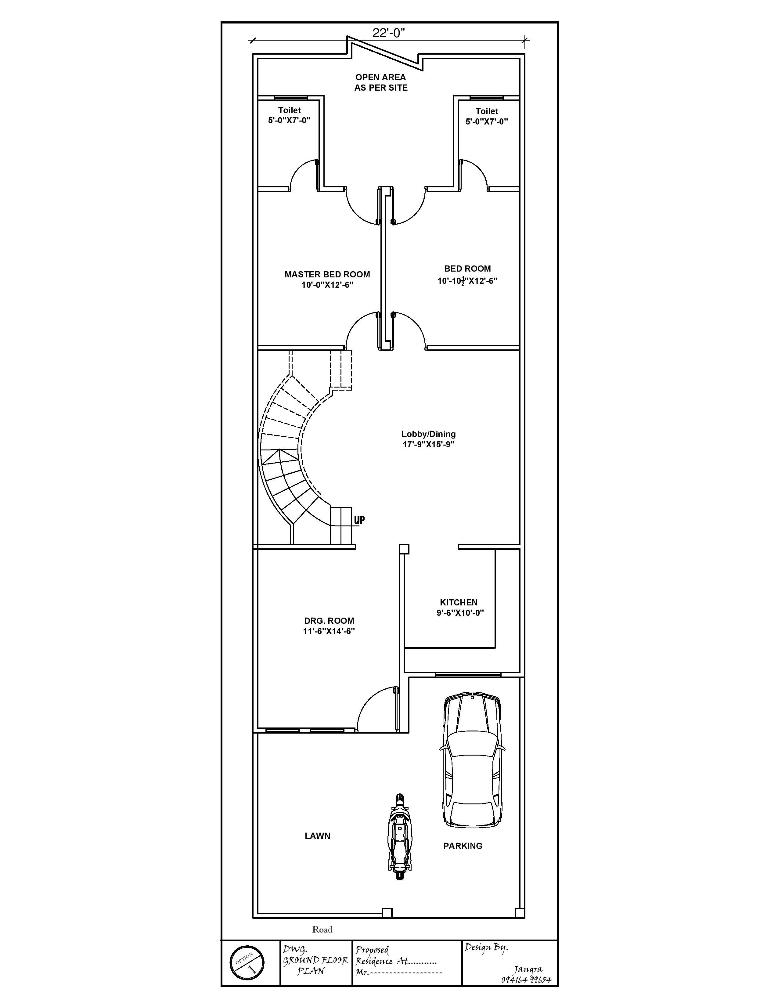 22' x 60' house plan GharExpert