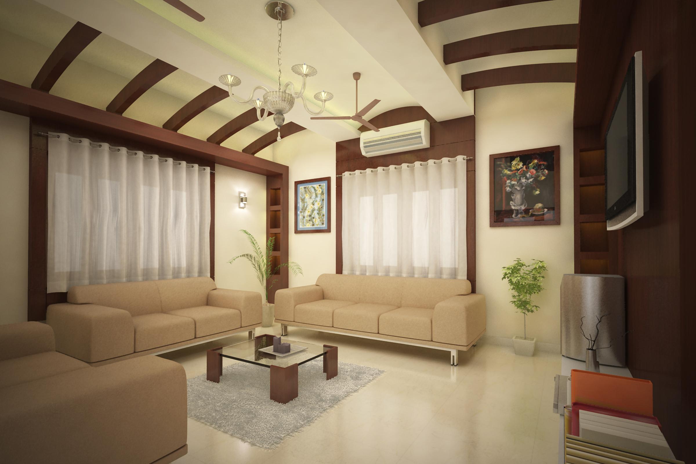 Pop False Ceiling With Wooden Beam Design Gharexpert