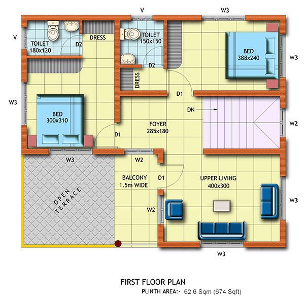 Plans Fdor 2 Bhk