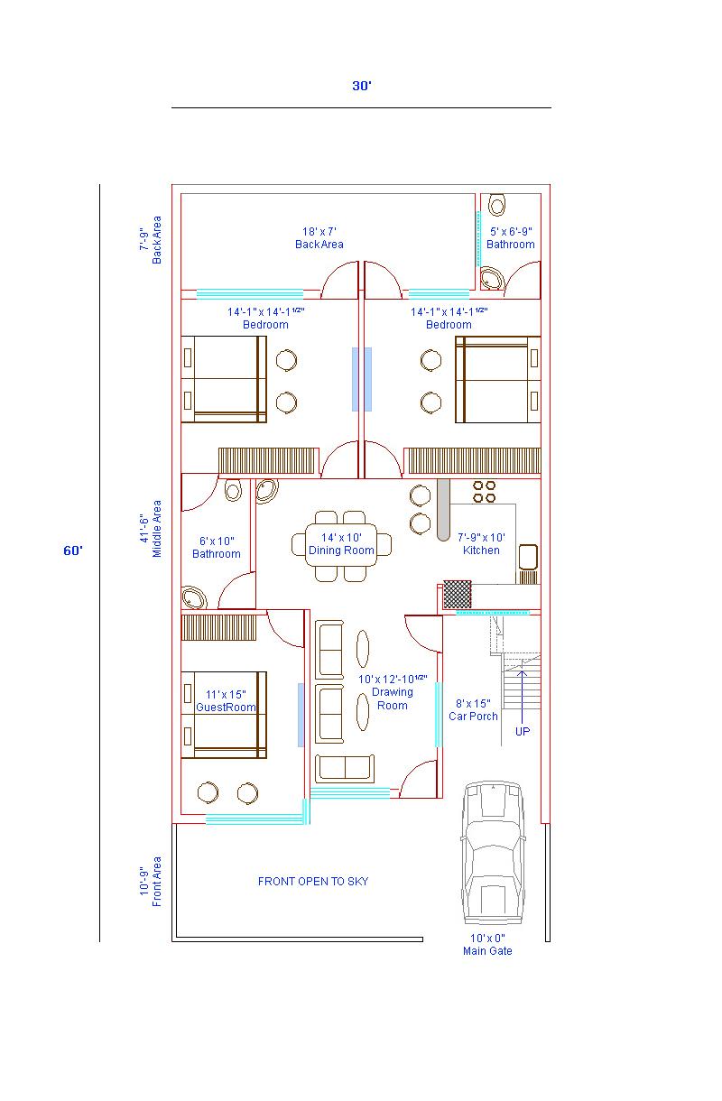 30 x 60 Floor Plan GharExpert