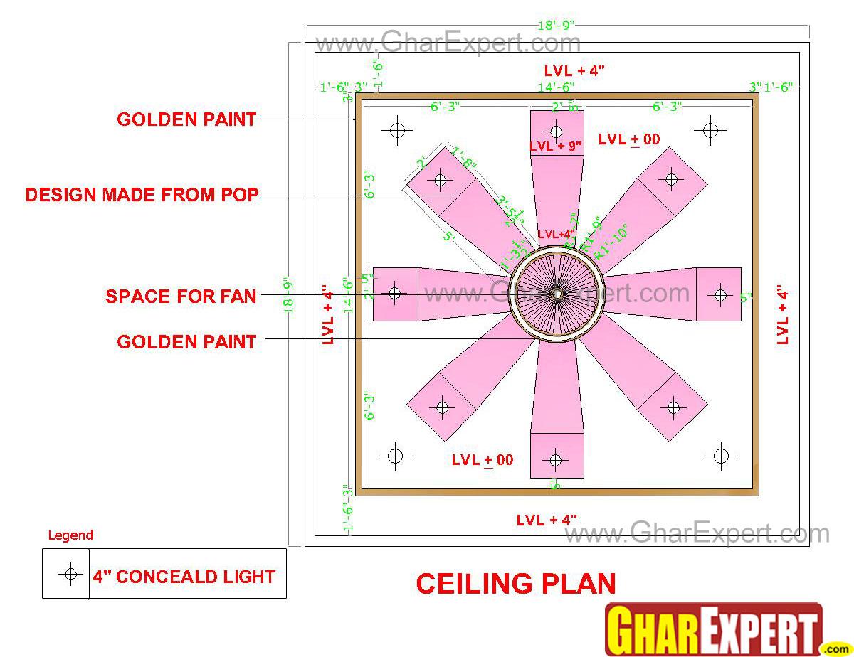 Pop False Ceiling Design For 18 Ft By 18 Ft Room Gharexpert