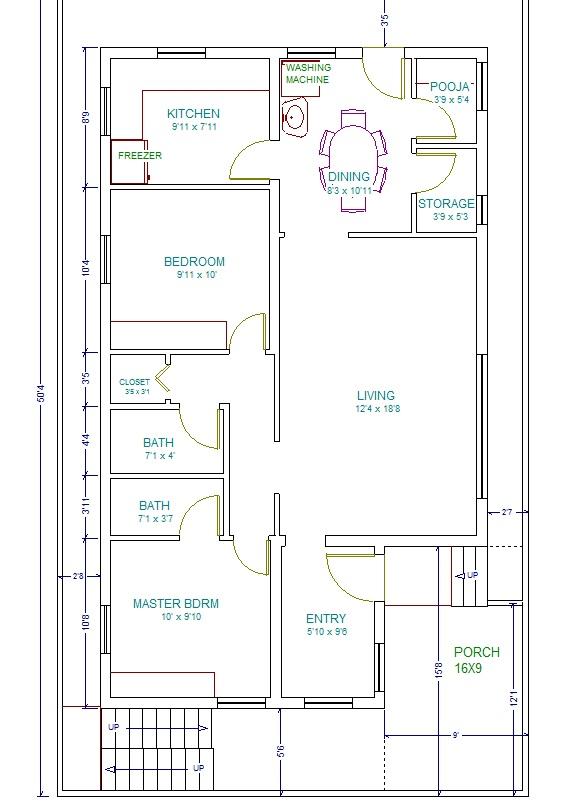 Plan for typical 30x50 house