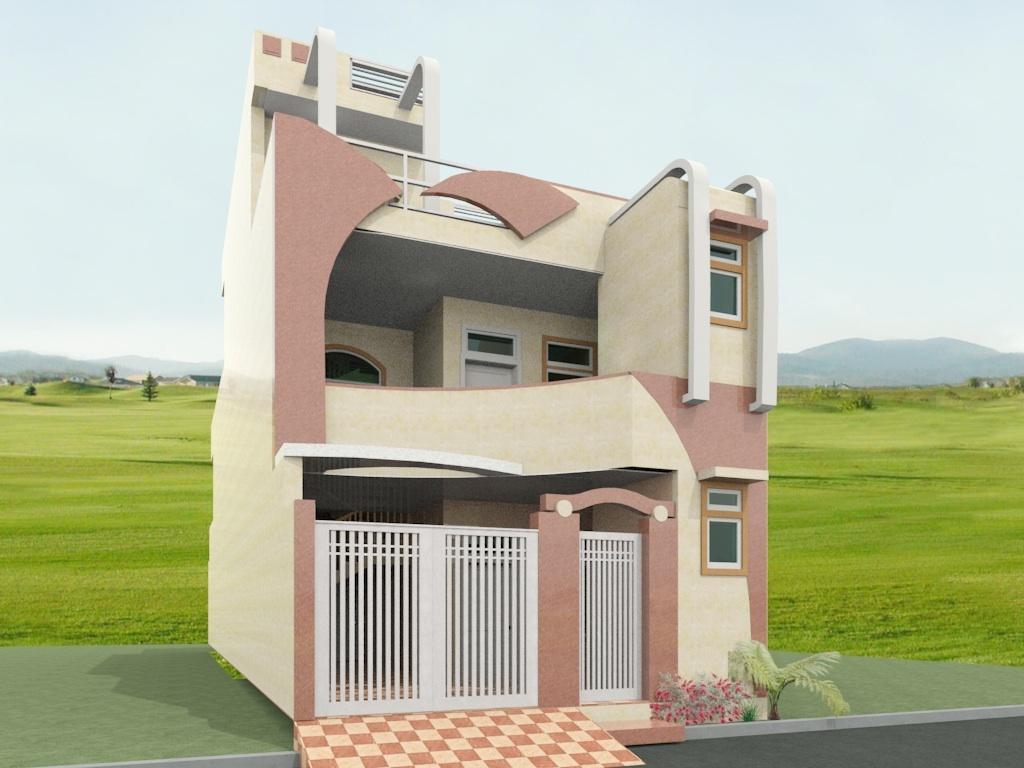 front elevation design for a double story home - GharExpert