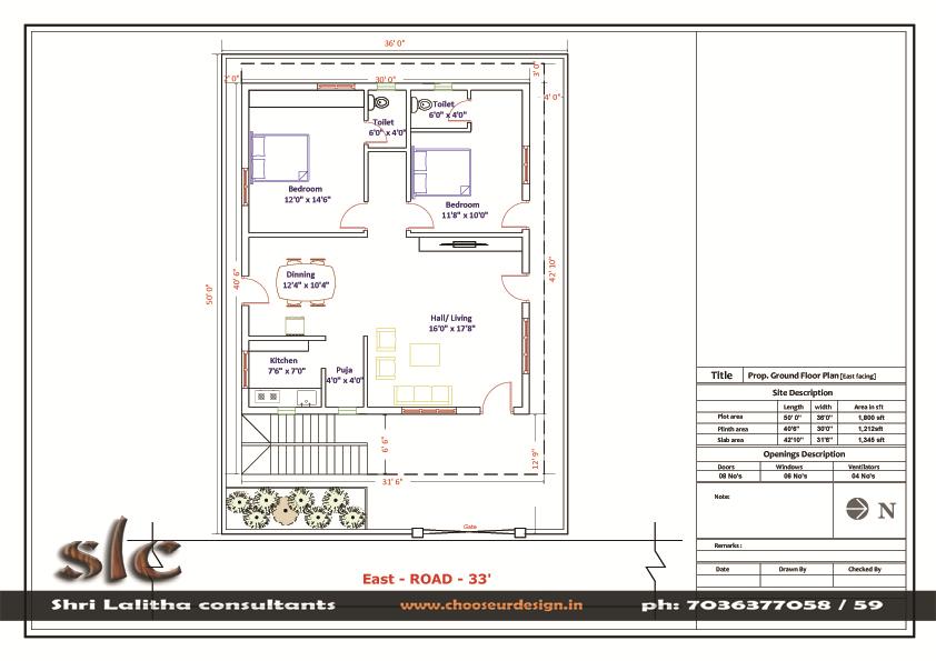 50 X36 East Facing Ground Floor Plan Layout Gharexpert