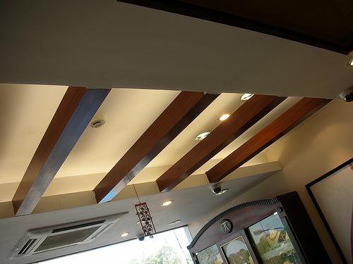 Wooden And Gypsum False Ceiling Design Gharexpert