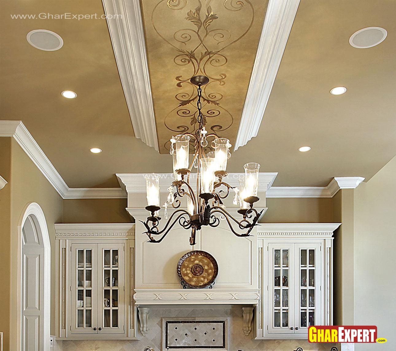 Chandelier And False Ceiling Design For Kitchen Gharexpert