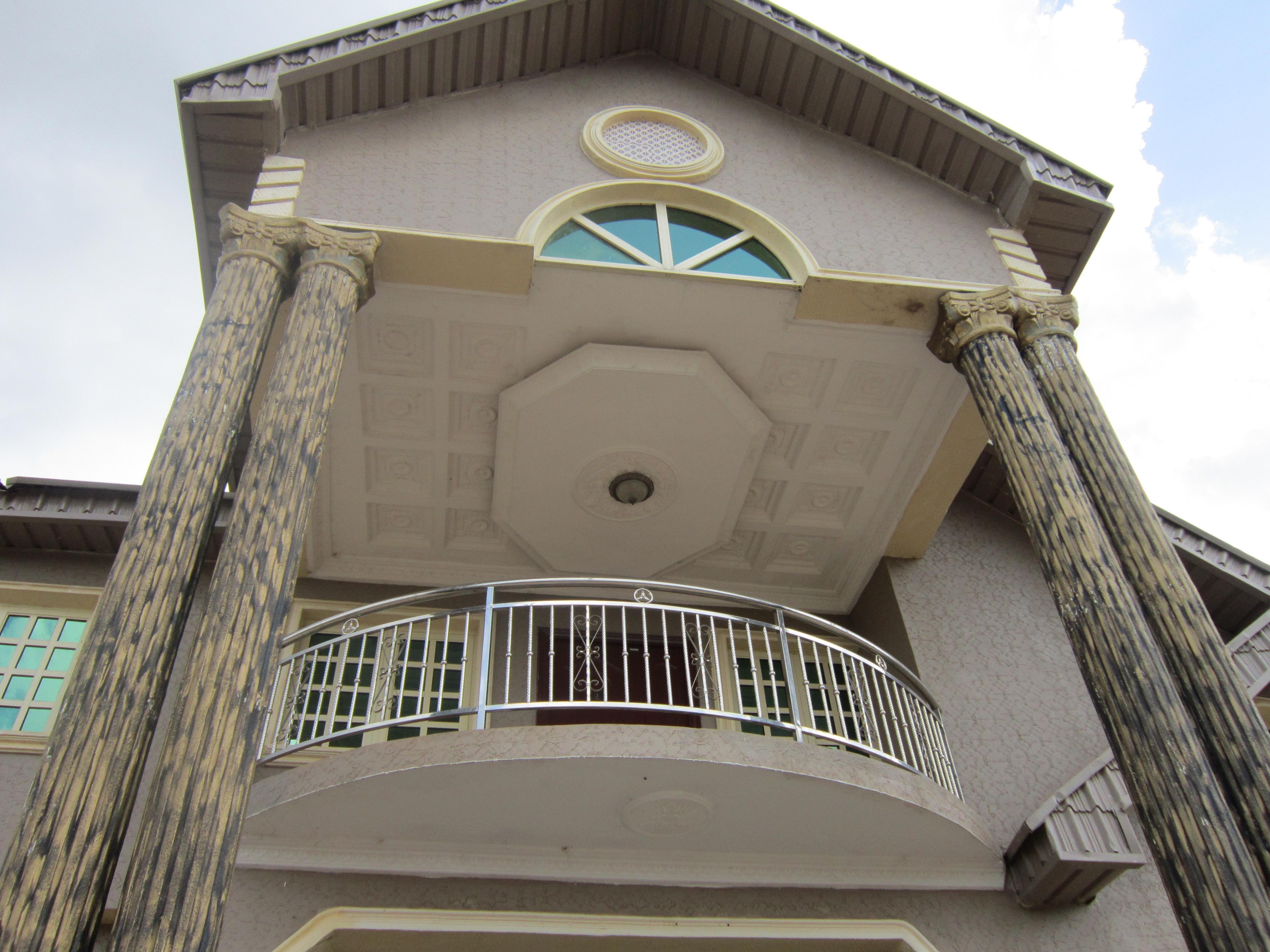 Exterior Elevation Recessed P O P Ceiling Design In Balcony