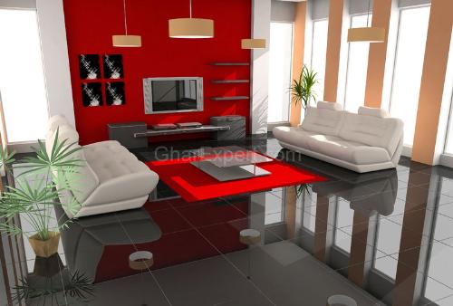 Red Color Paint in Living Room