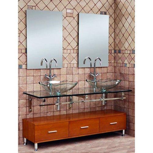 Double Sink Glass Countertop