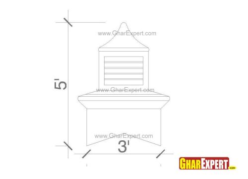 Simple square shaped and pagoda roof top window cupola Simple square shaped and pagoda roof top window cupola
