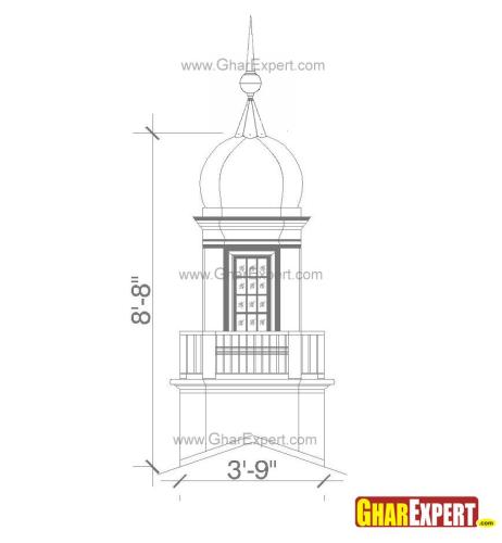 Onion shaped cupola with pointed arrow finial