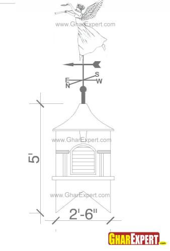 Square shaped window cupola with fairy weathervane