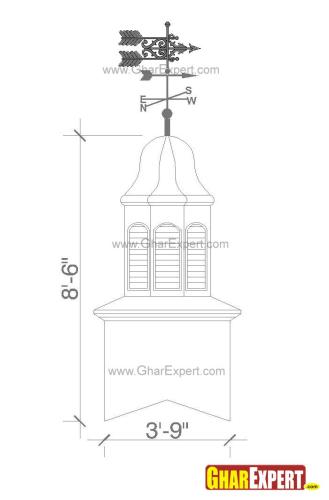 Octagonal shaped cupola with arrow weathervane