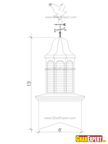 Octagonal Cupola with Rooster weathervane