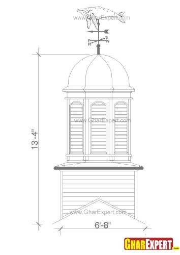 Octagonal shaped big cupola with shark weathervane Octagonal shaped big cupola with shark weathervane