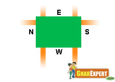 plot having roads on three sides