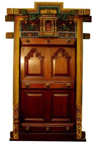 Carved wooden doors for pooja room