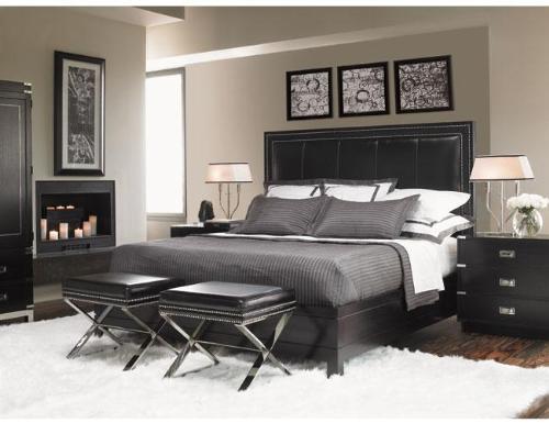 Black Padded Headboadr Bed Set