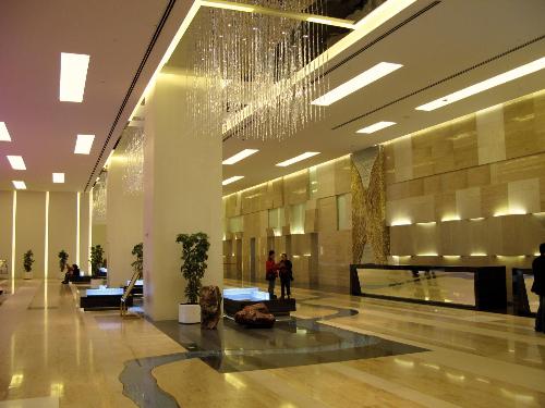 Special flooring and lighting for hotel lobby area