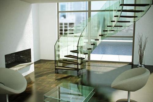 Glass stiarcase railing design for decor your home