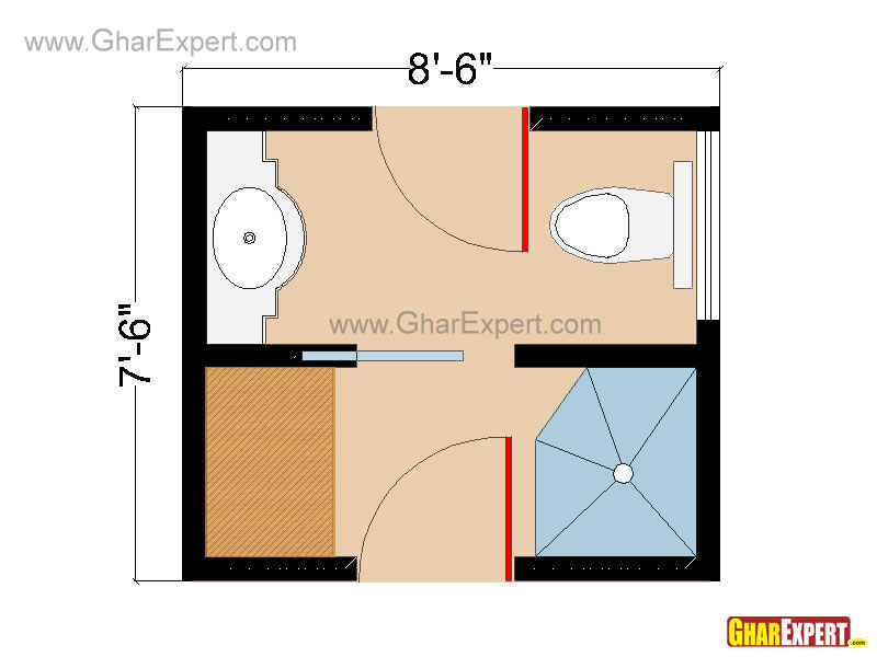 Twin Door Bathroom Plan with Privacy Control