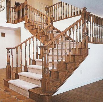 Oak wooden stair railing