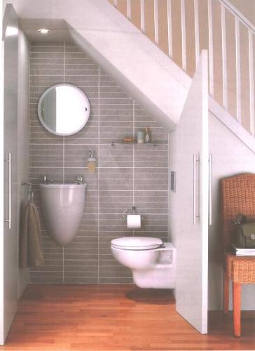 Toilet under stairs