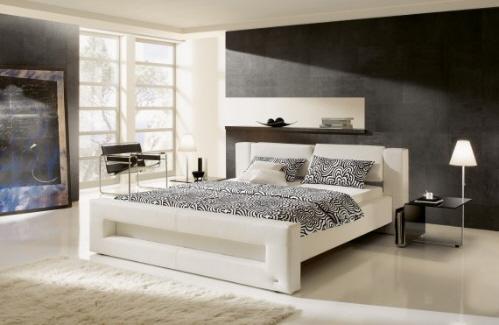 black and white bedroom