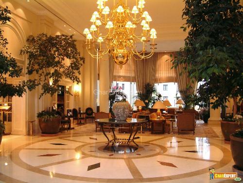 Elegent hotel lobby design with masterpiece chandelier