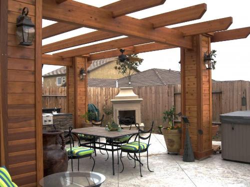 Pergola in backyard