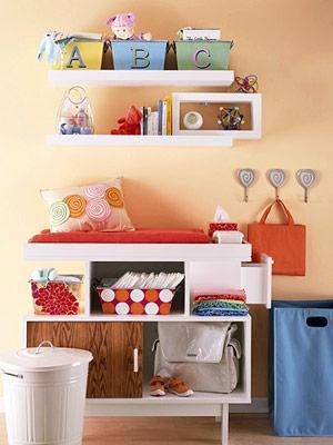 Storage shelf in kids room