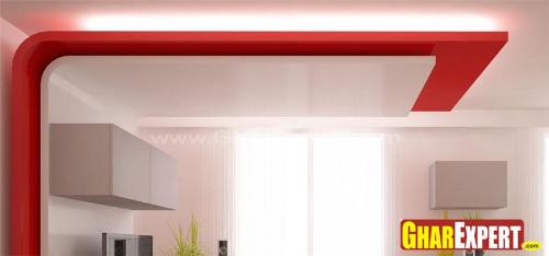 False Ceiling Design in Bold Red Color